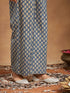 Janasya Women's Blue Pure Cotton Floral Printed Anarkali Kurta Set